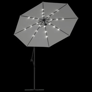 vidaXL Hanging Parasol with LED Lighting 300 cm Sand Metal Pole