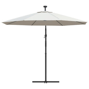 vidaXL Hanging Parasol with LED Lighting 300 cm Sand Metal Pole