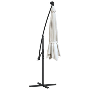 vidaXL Hanging Parasol with LED Lighting 300 cm Sand Metal Pole