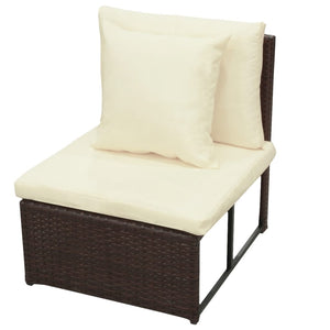 vidaXL 8 Piece Garden Lounge Set with Cushions Poly Rattan Brown