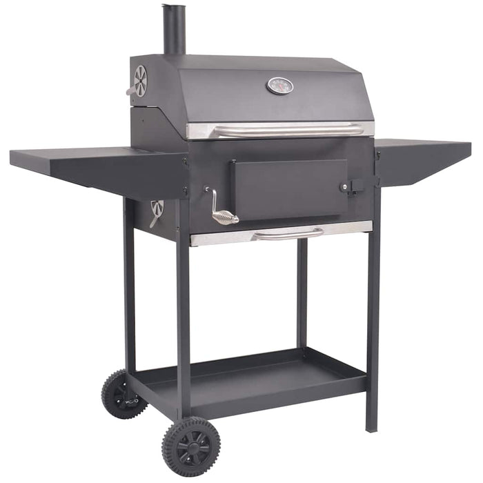 vidaXL BBQ Charcoal Smoker with Bottom Shelf Black