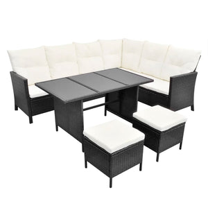 vidaXL 4 Piece Garden Lounge Set with Cushions Poly Rattan Black