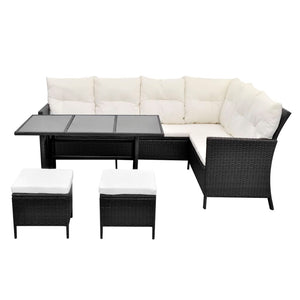 vidaXL 4 Piece Garden Lounge Set with Cushions Poly Rattan Black