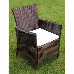 vidaXL 9 Piece Outdoor Dining Set with Cushions Poly Rattan Brown