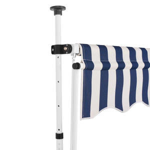 vidaXL Manual Retractable Awning 300 cm Blue and White Stripes