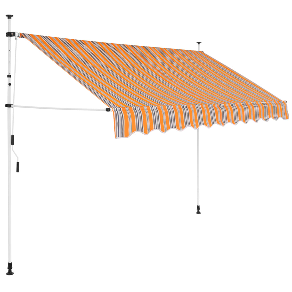 vidaXL Manual Retractable Awning 300 cm Yellow and Blue Stripes