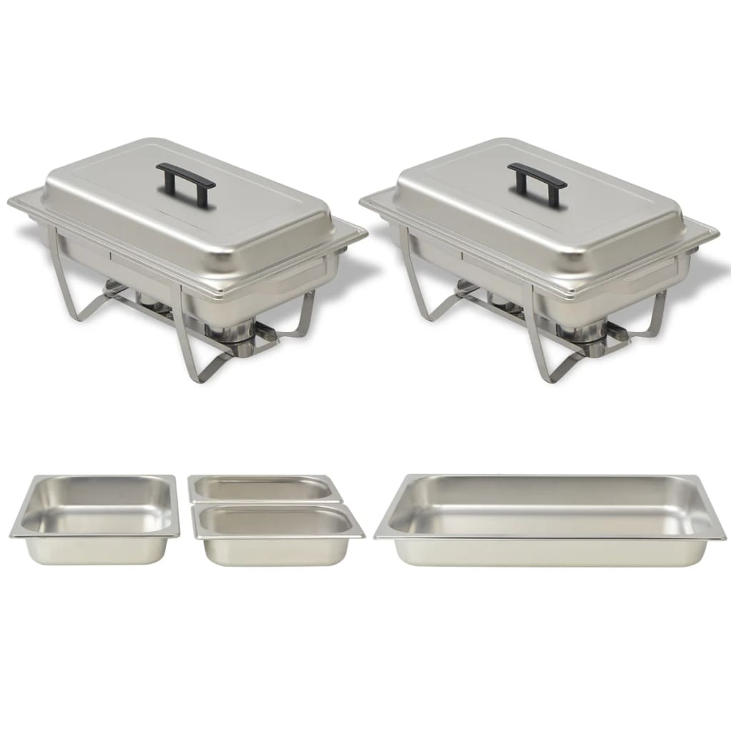 vidaXL 2 Piece Chafing Dish Set Stainless Steel