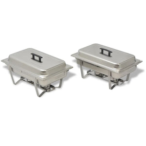 vidaXL 2 Piece Chafing Dish Set Stainless Steel