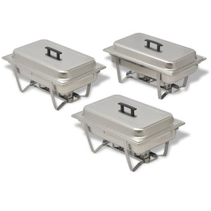 vidaXL 3 Piece Chafing Dish Set Stainless Steel