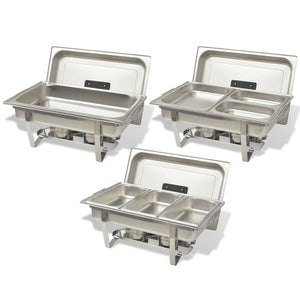 vidaXL 3 Piece Chafing Dish Set Stainless Steel