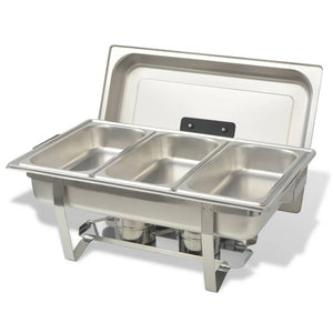 vidaXL 3 Piece Chafing Dish Set Stainless Steel