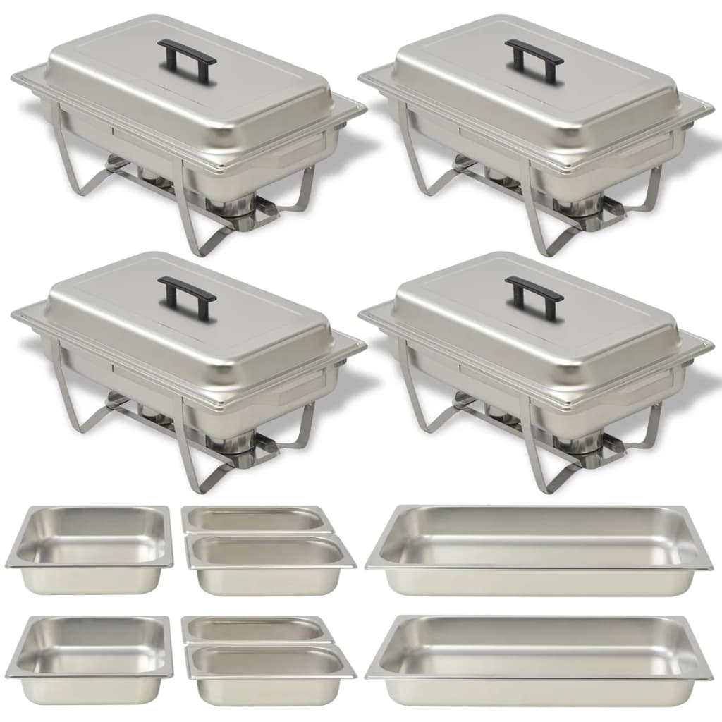 vidaXL 4 Piece Chafing Dish Set Stainless Steel