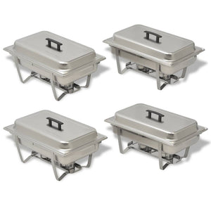 vidaXL 4 Piece Chafing Dish Set Stainless Steel