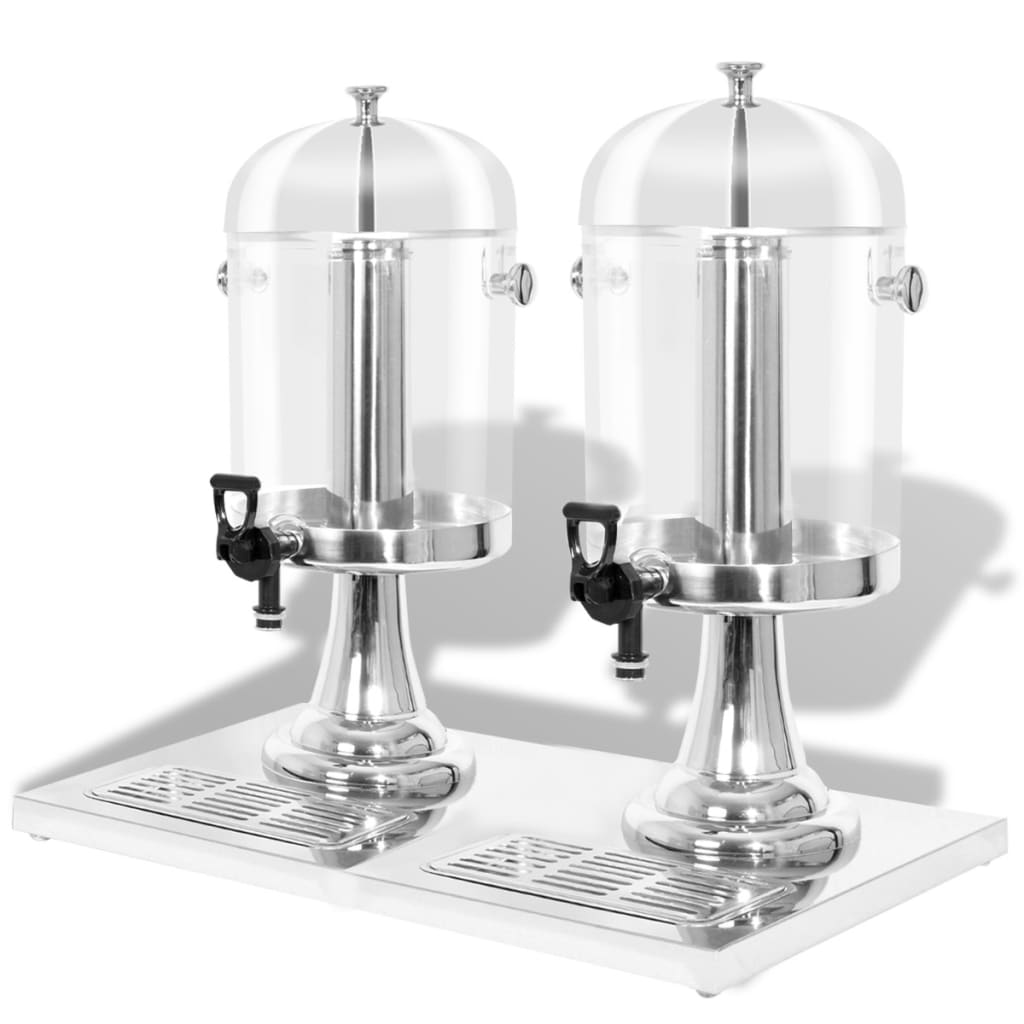 vidaXL Double Juice Dispenser Stainless Steel 2 x 8 L