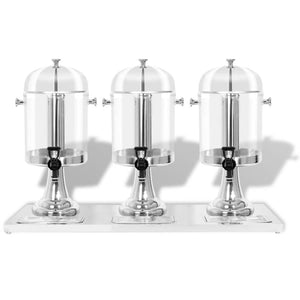 vidaXL Triple Juice Dispenser Stainless Steel 3 x 8 L