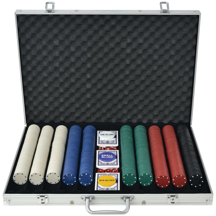 vidaXL Poker Set with 1000 Chips Aluminium