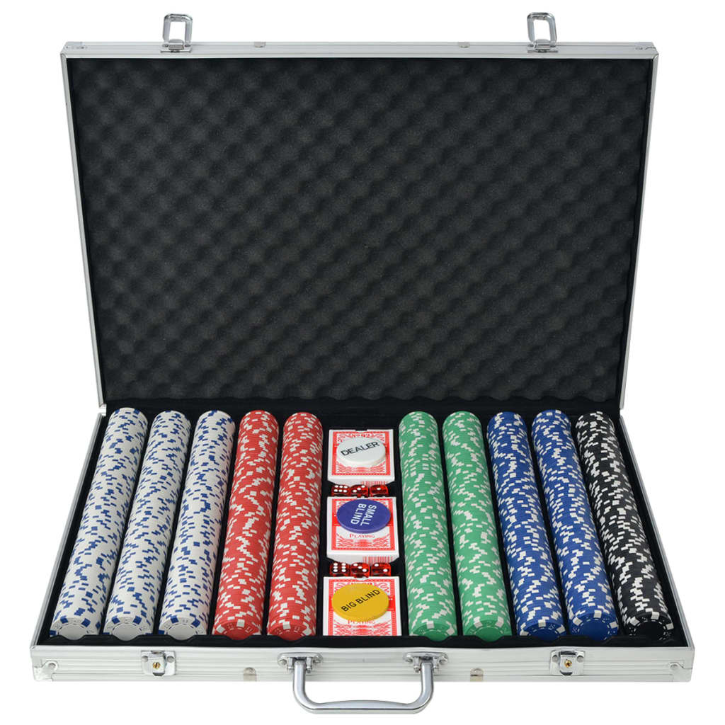 vidaXL Poker Set with 1000 Chips Aluminium