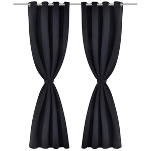 vidaXL Blackout Curtains 2 pcs with Metal Eyelets 135x175 cm Black