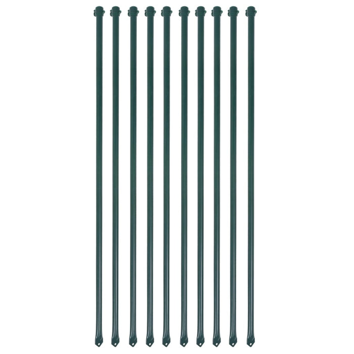 vidaXL Garden Posts 10 pcs 1 m Metal Green