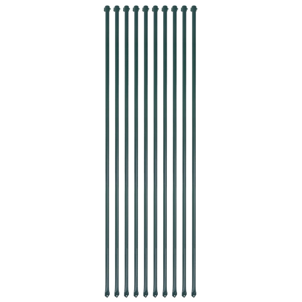 vidaXL Garden Posts 10 pcs 1.5 m Metal Green