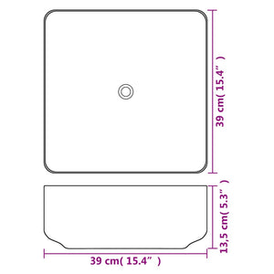 vidaXL Basin Square Ceramic White 39x39x13.5 cm