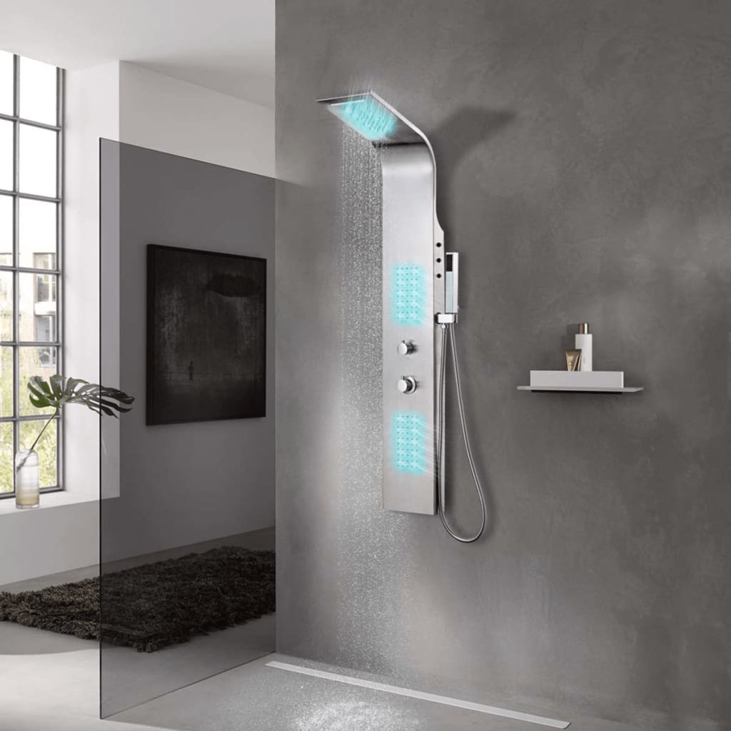 vidaXL Shower Panel System Stainless Steel Curved