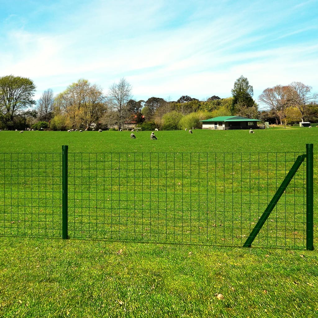 vidaXL Euro Fence Steel 25x1.5 m Green