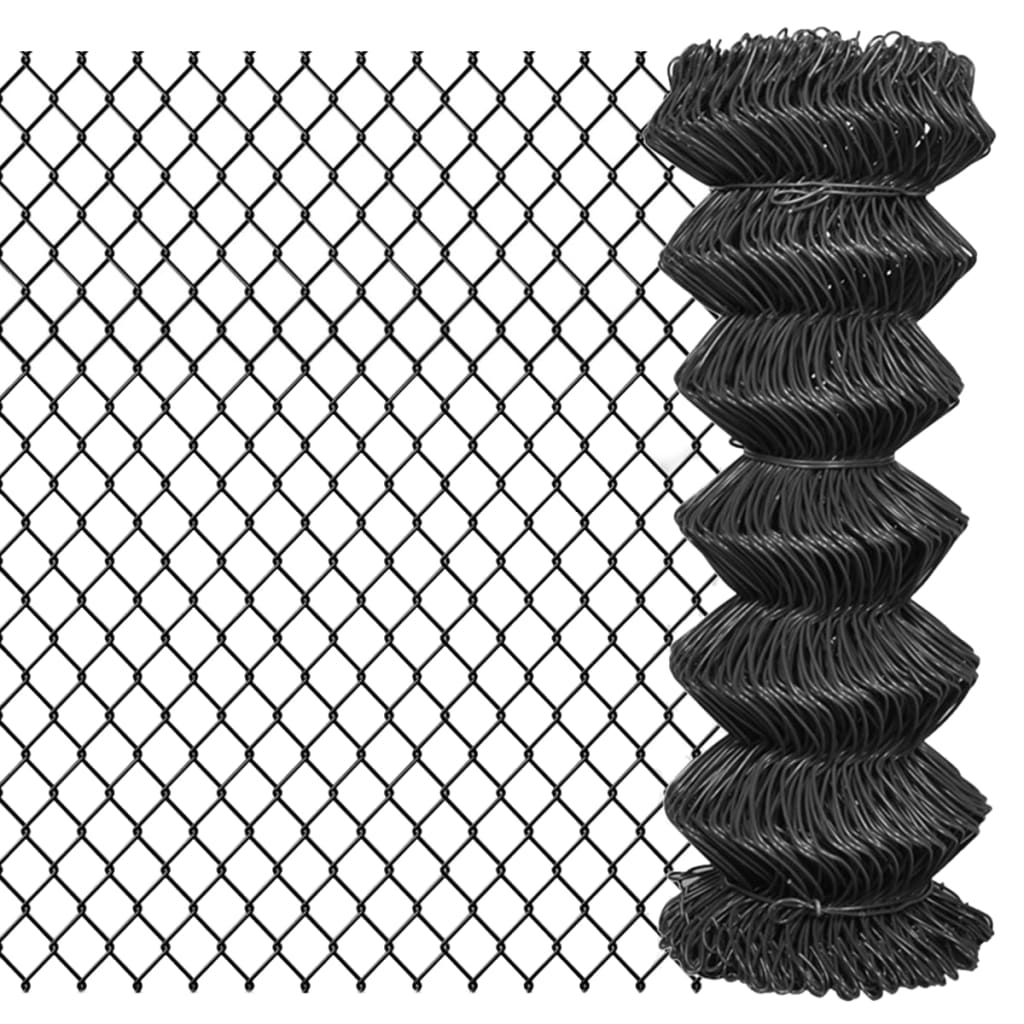 vidaXL Chain Link Fence Steel 15x1 m Grey