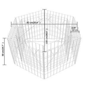 vidaXL Hexagonal Gabion Raised Bed 100x90x50 cm