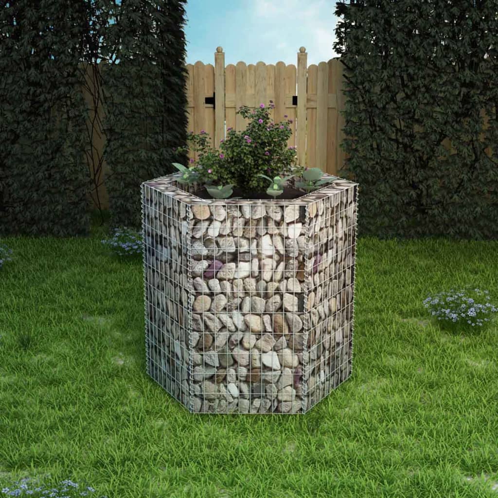 vidaXL Hexagonal Gabion Raised Bed 100x90x100 cm