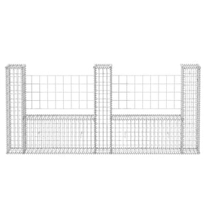 vidaXL Gabion Basket U-Shape Galvanised Steel 240x20x100 cm