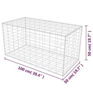 vidaXL Gabion Basket Galvanised Steel 100x50x50 cm