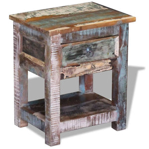 vidaXL Side Table with 1 Drawer Solid Reclaimed Wood 43x33x51 cm