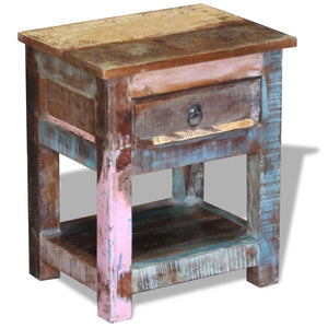 vidaXL Side Table with 1 Drawer Solid Reclaimed Wood 43x33x51 cm