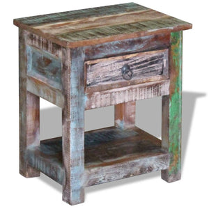 vidaXL Side Table with 1 Drawer Solid Reclaimed Wood 43x33x51 cm