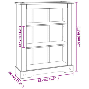 vidaXL 3-Tier Bookcase Mexican Pine Corona Range 81x29x100 cm