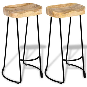 vidaXL Bar Stools 2 pcs Solid Mango Wood