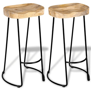 vidaXL Bar Stools 2 pcs Solid Mango Wood