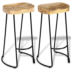 vidaXL Bar Stools 2 pcs Solid Mango Wood