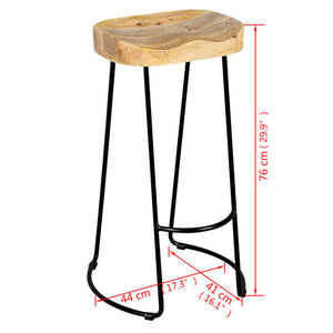 vidaXL Bar Stools 2 pcs Solid Mango Wood