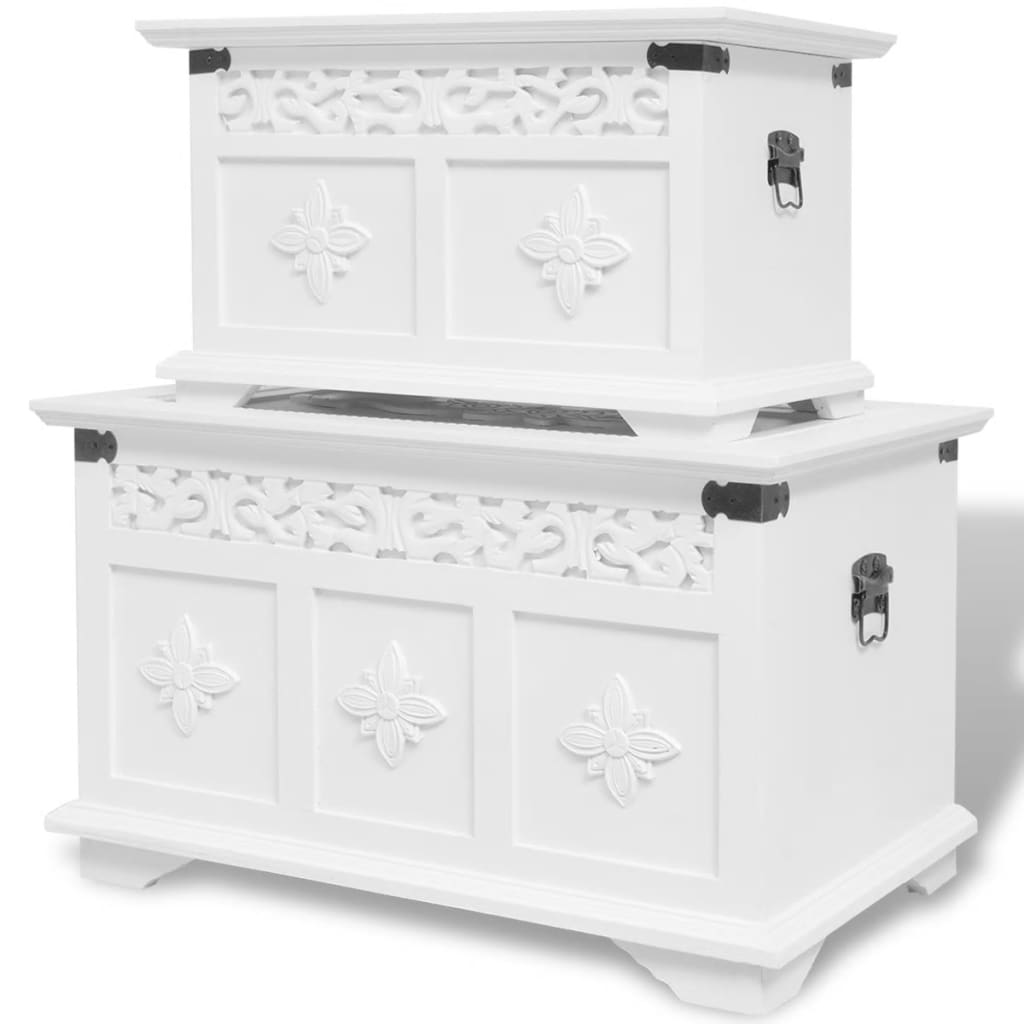 vidaXL Two Piece Storage Chest Set White