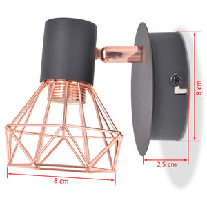 vidaXL Wall Lamp 2 pcs E14 Black and Copper