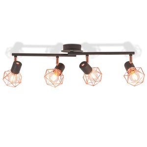 vidaXL Ceiling Lamp with 4 Spotlights E14 Black and Copper