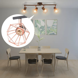 vidaXL Ceiling Lamp with 4 Spotlights E14 Black and Copper