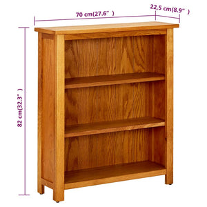 vidaXL 3-Tier Bookcase 70x22.5x82 cm Solid Oak Wood