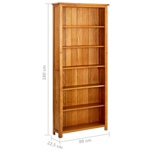 vidaXL 6-Tier Bookcase 80x22.5x180 cm Solid Oak Wood