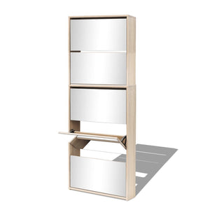 vidaXL Shoe Cabinet 5-Layer Mirror Oak 63x17x169.5 cm