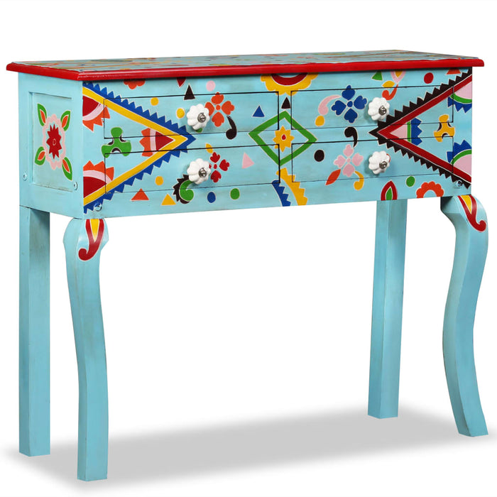 vidaXL Console Table Solid Mango Wood Blue Hand Painted