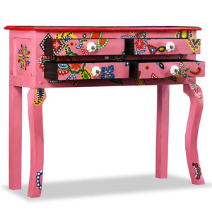 vidaXL Console Table Solid Mango Wood Pink Hand Painted