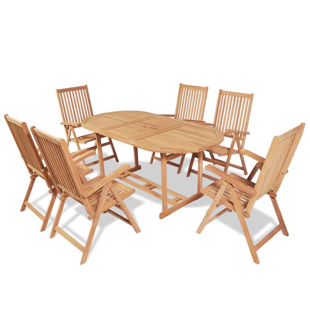 vidaXL 7 Piece Outdoor Dining Set with Folding Chairs Solid Teak Wood